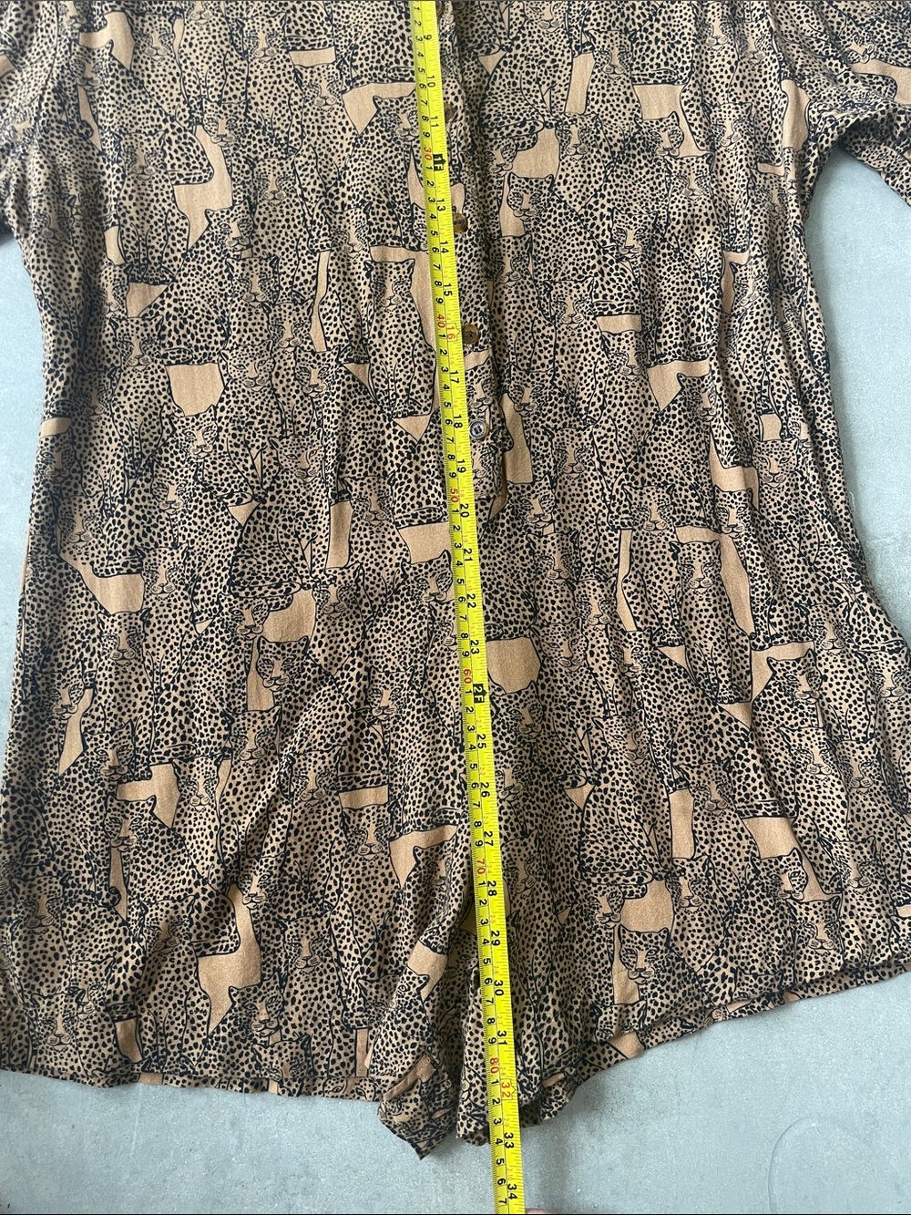 Garage Tan and Black animal Print Button down Romper - Picture 5 of 5